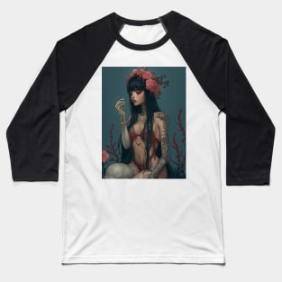 Geisha and skull 93003 Baseball T-Shirt